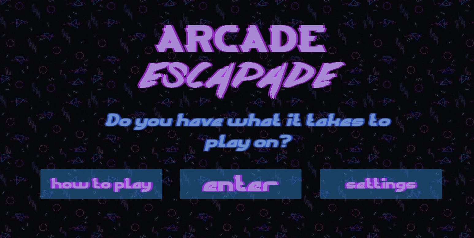 Arcade Escapade Game Menu